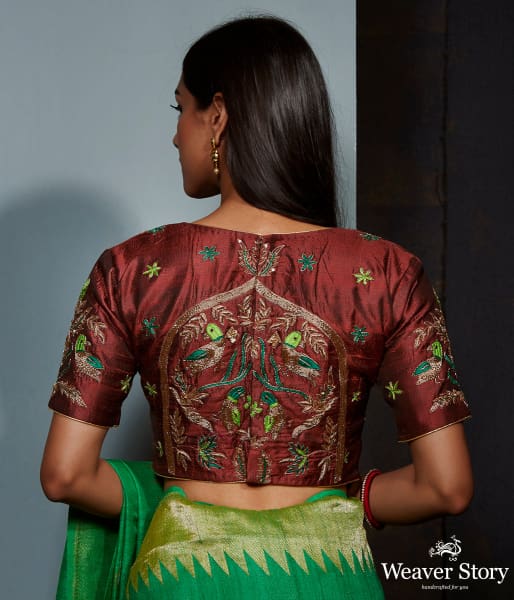 Brown_heavy_embroidery_blouse_WeaverStory_04