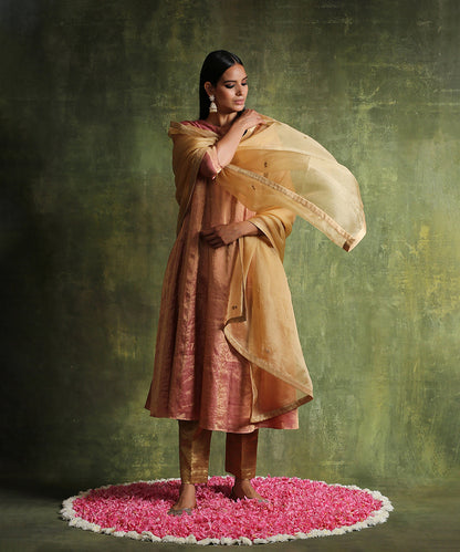 Rose_Gold_Pure_Chanderi_Tissue_Suit_With_Straight_Pants_And_Hand_Embroidered_Organza_Dupatta_WeaverStory_02
