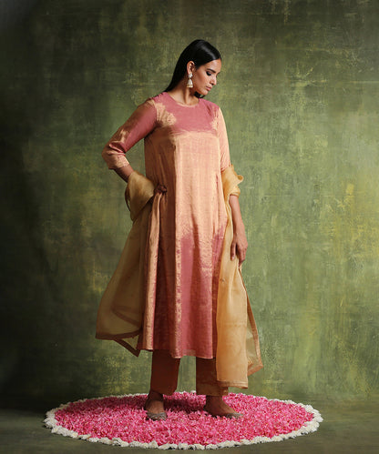 Rose_Gold_Pure_Chanderi_Tissue_Suit_With_Straight_Pants_And_Hand_Embroidered_Organza_Dupatta_WeaverStory_04