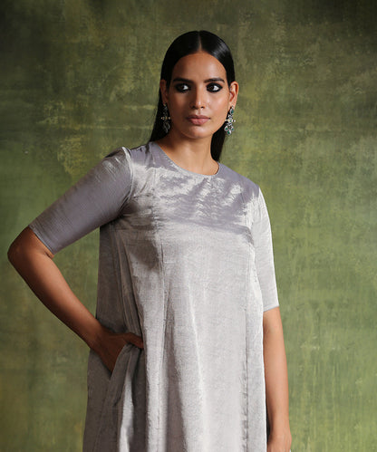 Handloom_Silver_Pure_Chanderi_Silk_Tissue_Kalidar_Dress_WeaverStory_01