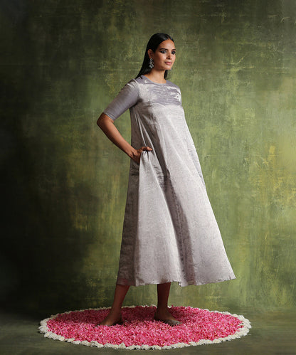Handloom_Silver_Pure_Chanderi_Silk_Tissue_Kalidar_Dress_WeaverStory_04