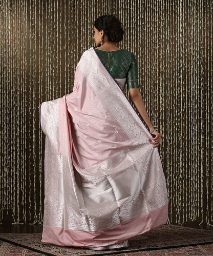 Pink_Handloom_Pure_Katan_Silk_Banarasi_Saree_With_Silver_Zari_and_Booti_Design_WeaverStory_03