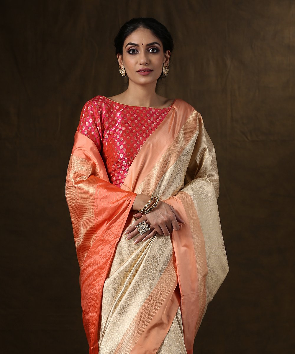 Offwhite_and_Gold_Handloom_Zari_Brocade_Banarasi_Saree_With_Satin_Border_in_Peach_WeaverStory_01