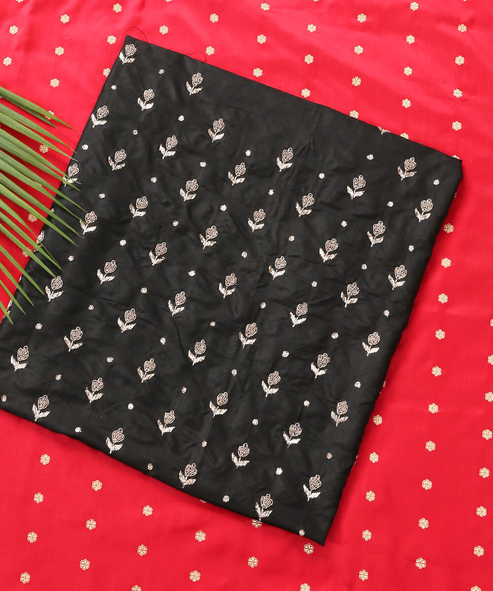 Black_Pure_Silk_Hand_Embroidered_Unstitched_Blouse_Fabric_WeaverStory_01