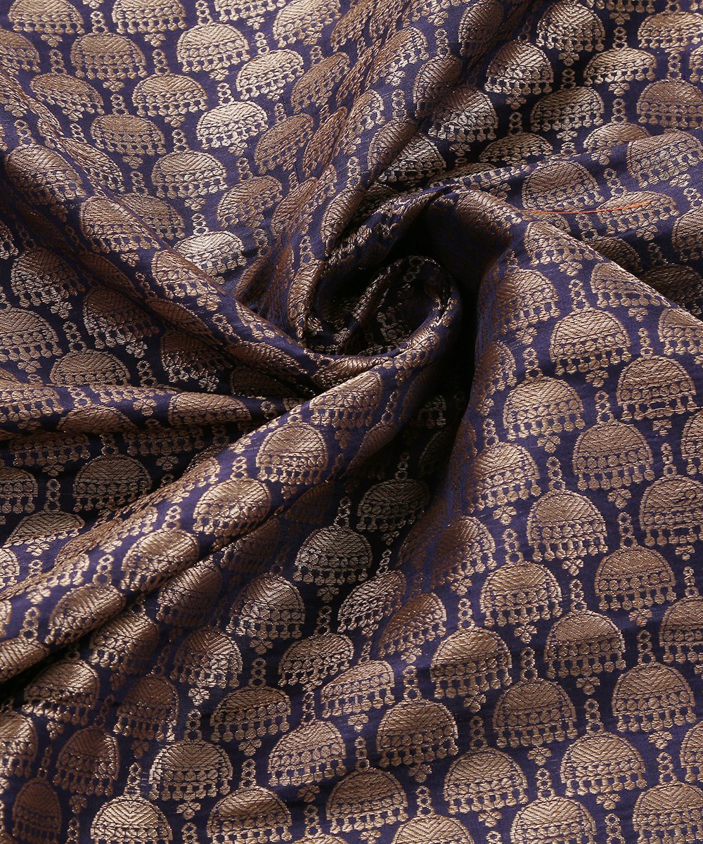 Blue_Handloom_Banarasi_Brocade_Fabric_with_Jhumki_Booti_Design_WeaverStory_05