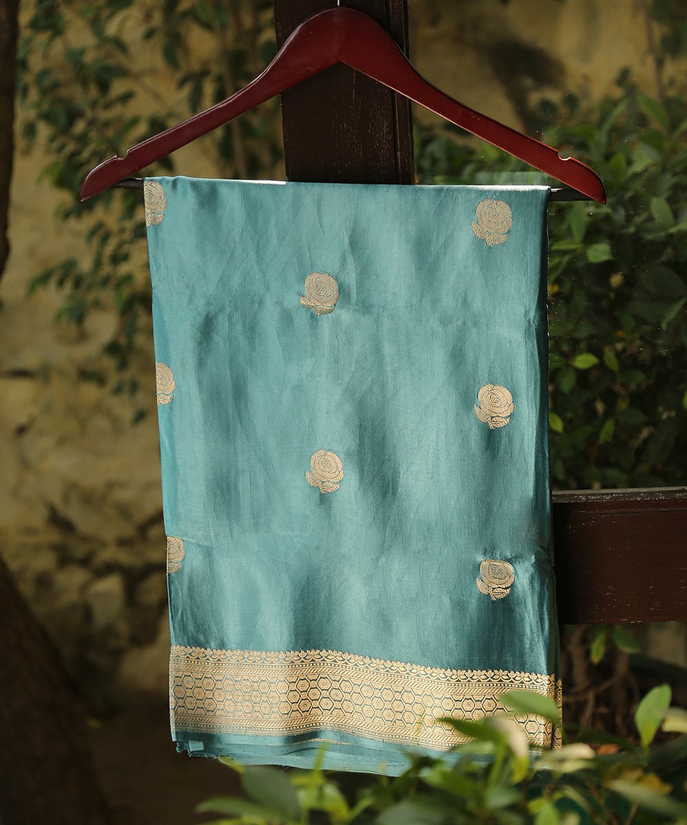 Blue_Pure_Gajji_Silk_Banarasi_Dupatta_with_Rose_Flower_Motifs_woven_in_Kadhwa_Weave_WeaverStory_01