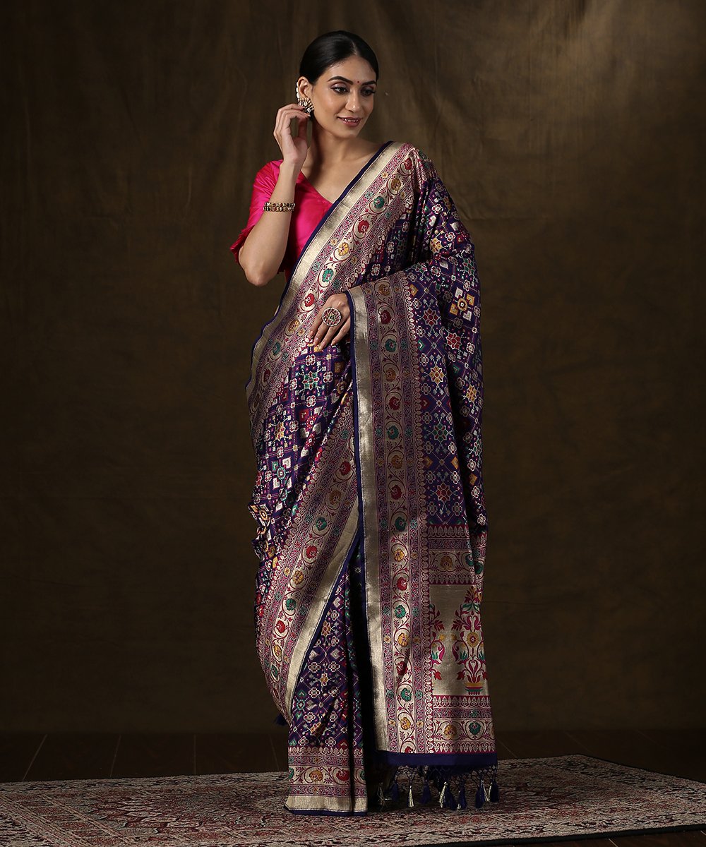 Blue_Handloom_Katan_Silk_Banarasi_Patola_Saree_with_Meenakari_Design_WeaverStory_02