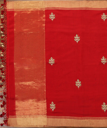 Hand_embroidered_Red_Chanderi_Silk_Dupatta_with_Zardozi_booti_WeaverStory_02