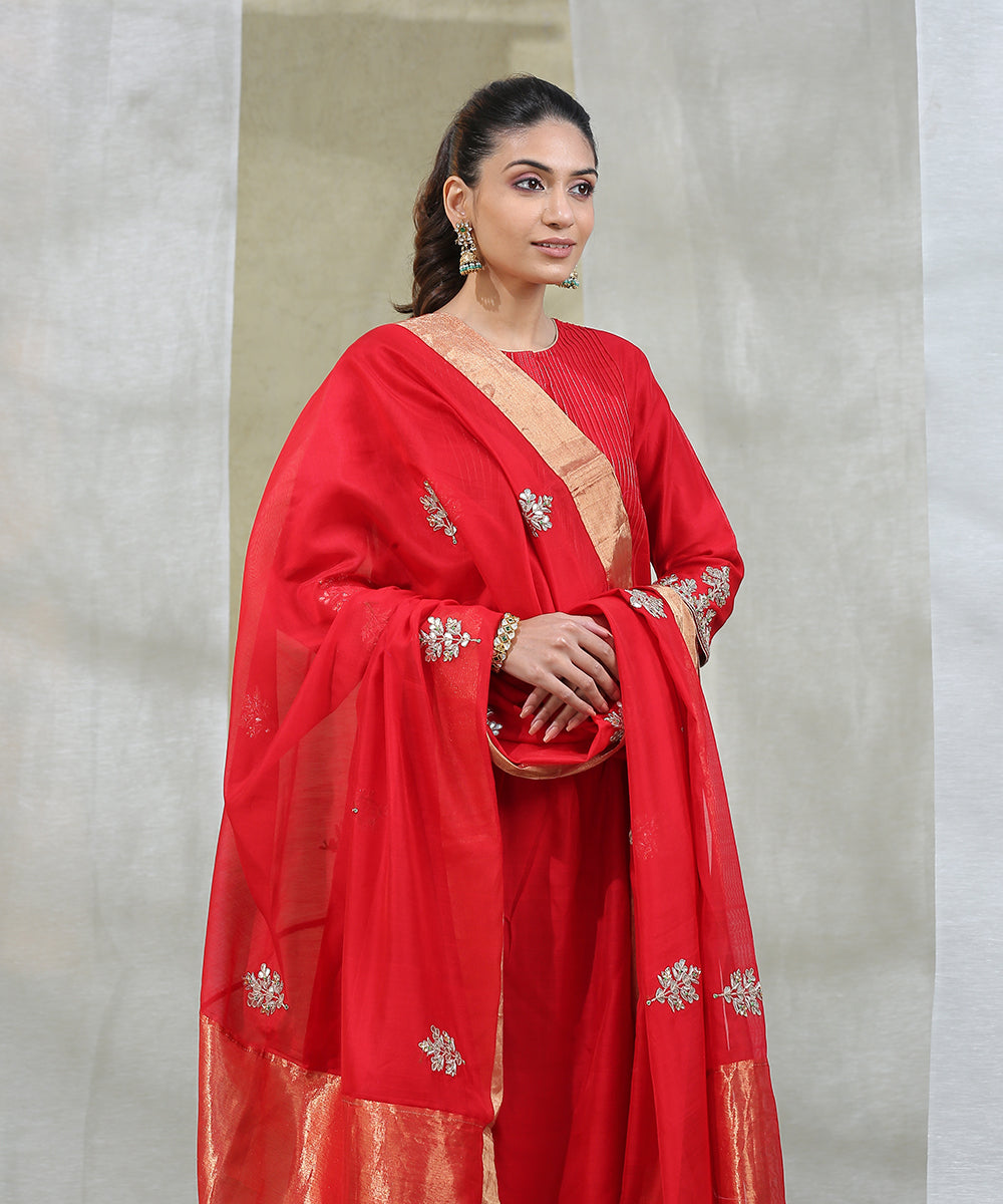 Red_Handloom_Chanderi_Silk_Kurta_With_Churidar_Stitched_Suit_Set_WeaverStory_02
