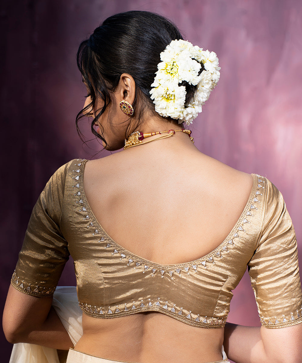Hand_Embroidered_Golden_Tissue_Silk_Blouse_With_Gota_Patti_WeaverStory_03