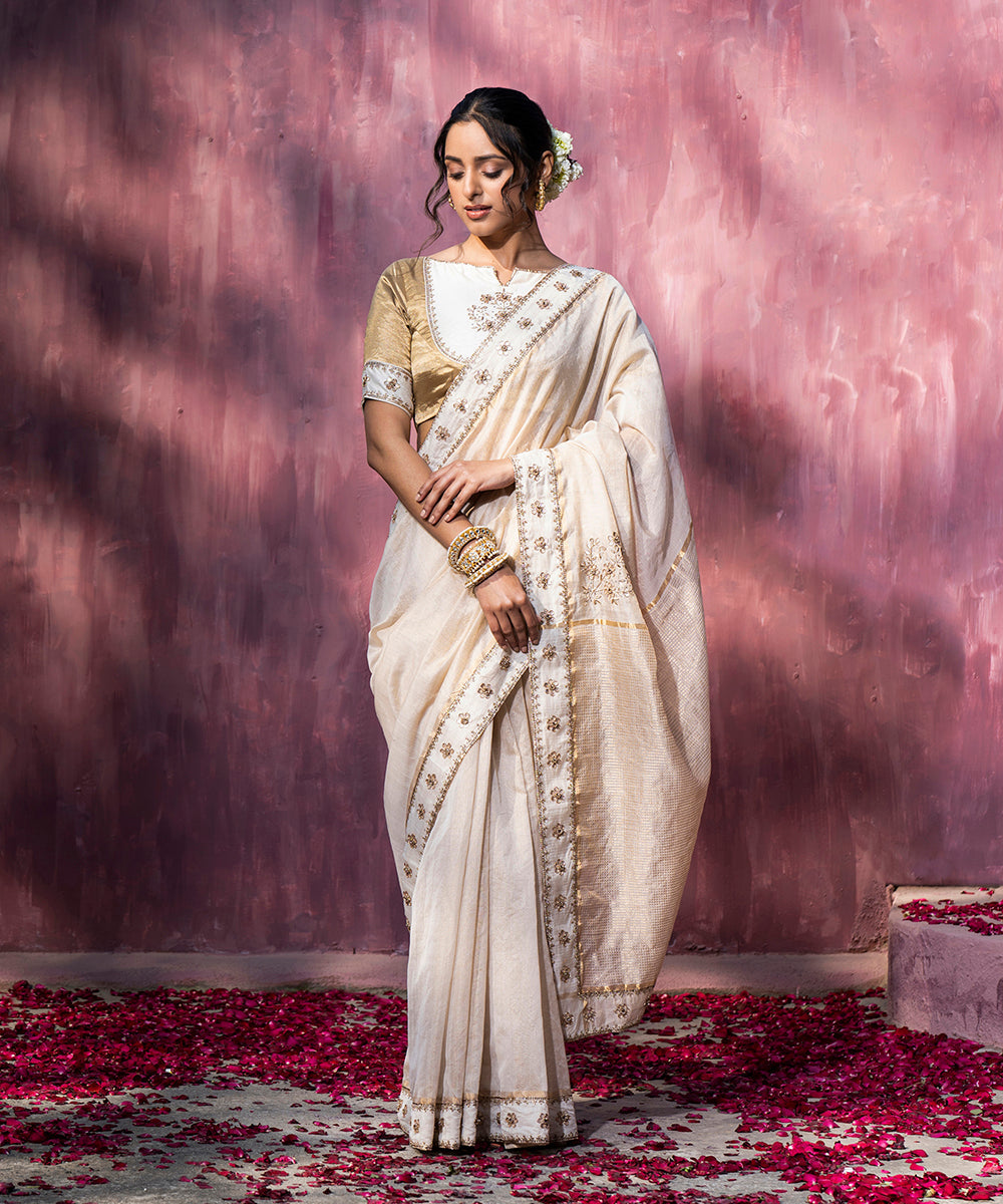 Offwhite_Handloom_Chanderi_Saree_With_Gota_Patti_And_Hand_Embroidery_WeaverStory_02