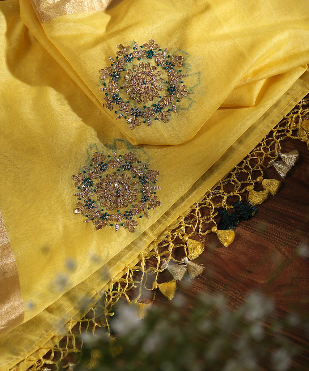 Yellow_Handloom_Chanderi_Silk_Fully_Stitched_Suit_Set_With_Sheer_Dupatta_WeaverStory_08
