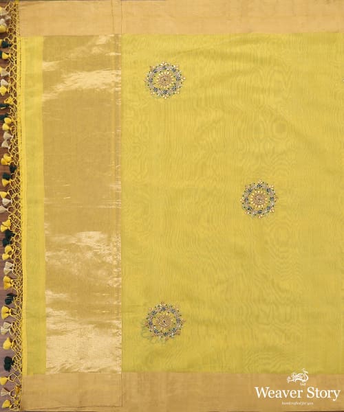 Yellow_Hand_embroidered_Chanderi_Silk_Dupatta_with_Zardozi_Booti_WeaverStory_02