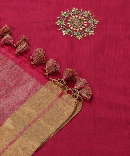 Hand_embroidered_Pink_Chanderi_Silk_Dupatta_with_Intricate_Zardozi_Boota_WeaverStory_04