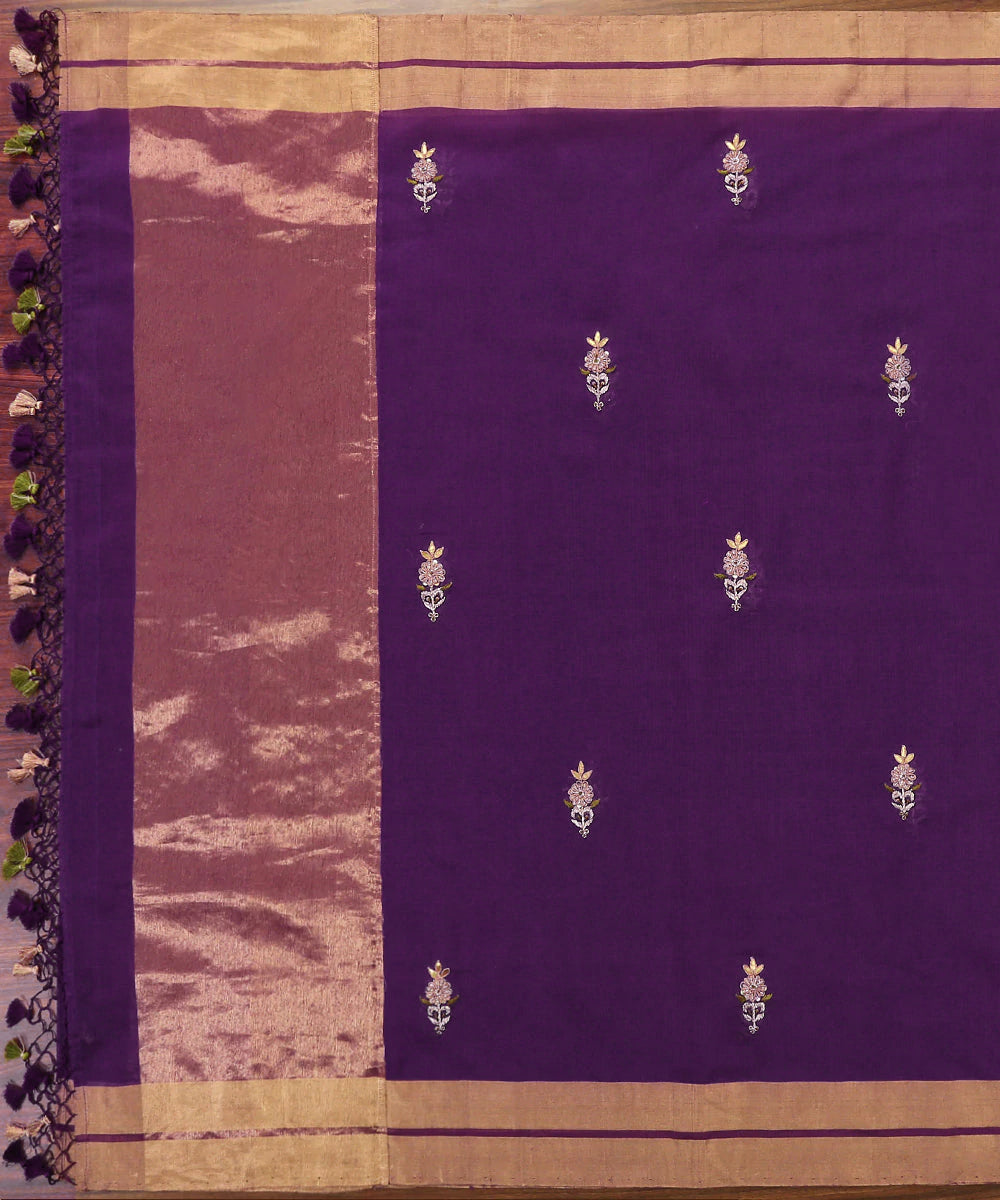 Purple_Hand_embroidered_Chanderi_Silk_Dupatta_with_alluring_Zardozi_Booti_WeaverStory_02