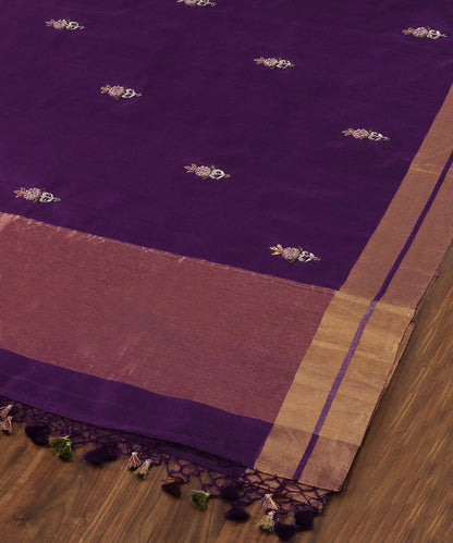 Purple_Hand_embroidered_Chanderi_Silk_Dupatta_with_alluring_Zardozi_Booti_WeaverStory_03