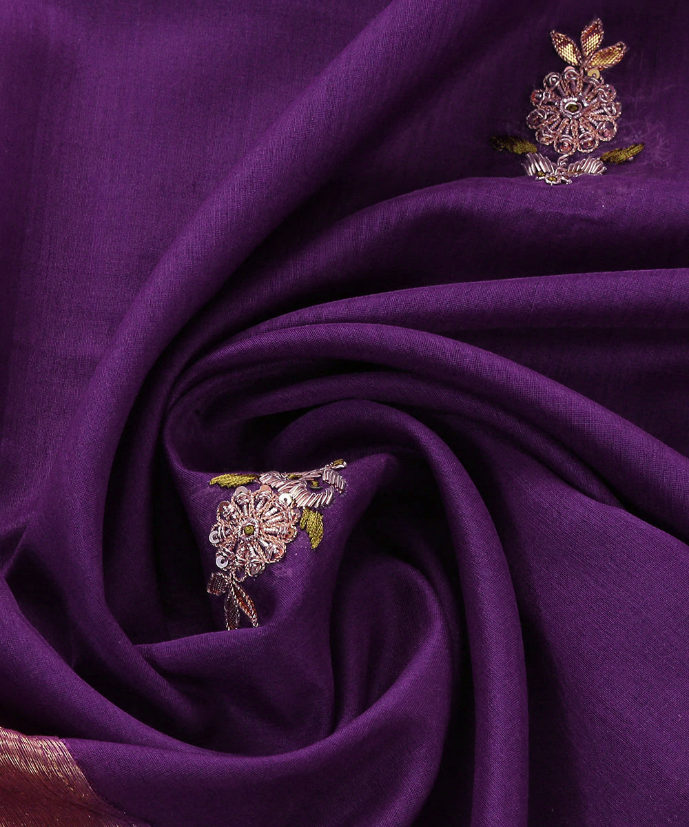 Purple_Hand_embroidered_Chanderi_Silk_Dupatta_with_alluring_Zardozi_Booti_WeaverStory_05