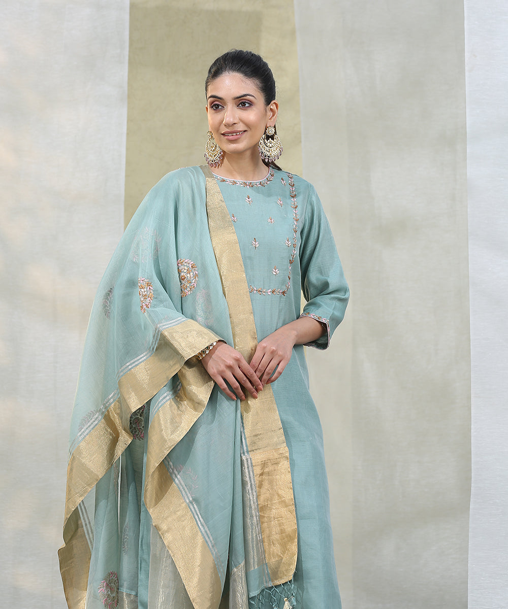 Handloom_Powder_Blue_Fully_Stitched_Suit_Set_With_Matching_Dupatta_WeaverStory_02