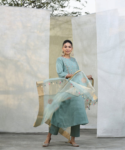 Handloom_Powder_Blue_Fully_Stitched_Suit_Set_With_Matching_Dupatta_WeaverStory_01