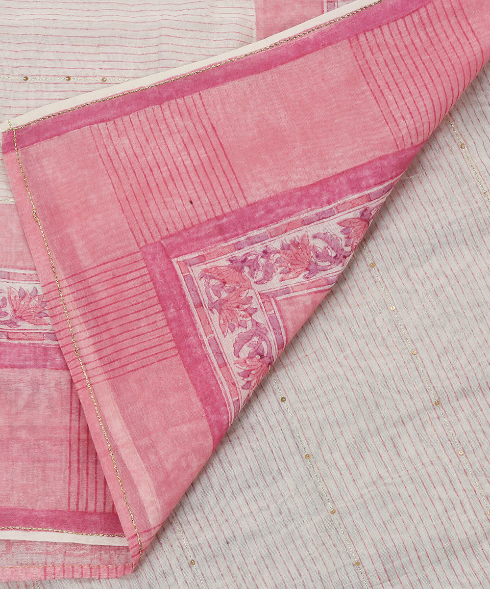 Handloom_Pink_Chanderi_Handblocked_Dupatta_With_Hand_Embroidered_Zari_And_Sequins_WeaverStory_04