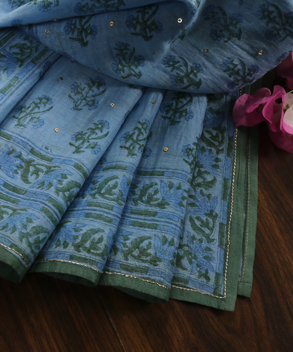 Blue_Handloom_Chanderi_Dupatta_With_Handblocked_Floral_Motifs_And_Hand_Embroidery_WeaverStory_01