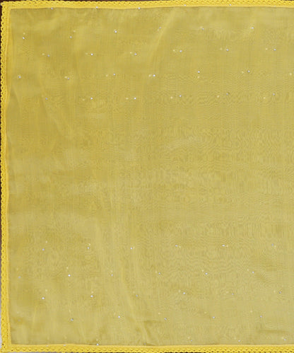 Yellow_Handloom_Organza_Dupatta_With_Hand_Embellished_Sequins_And_Cotton_Lace_WeaverStory_02