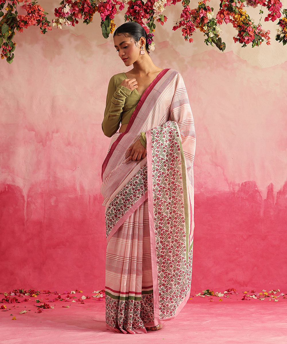 Handloom_Pink_Chanderi_Saree_With_Floral_Hand_Block_Print_WeaverStory_02