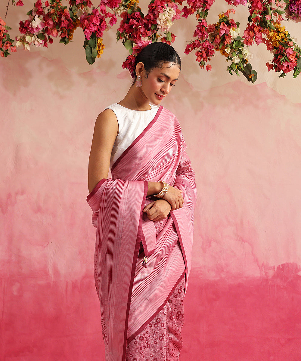 Shop Pink Georgette Saree N Embroidered Blouse Festive Wear Online at Best  Price | Cbazaar