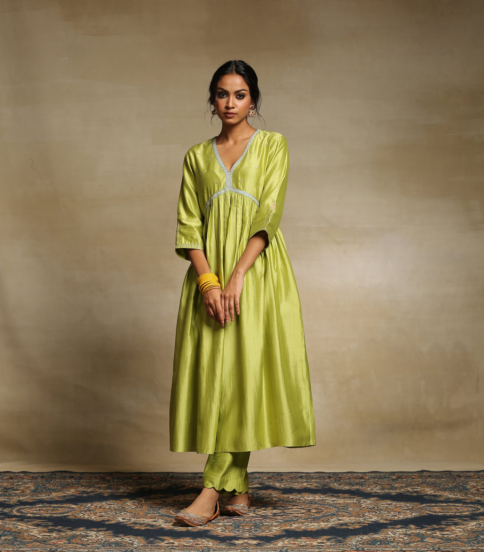 Shail Organza Lime Kurta Set main image 1