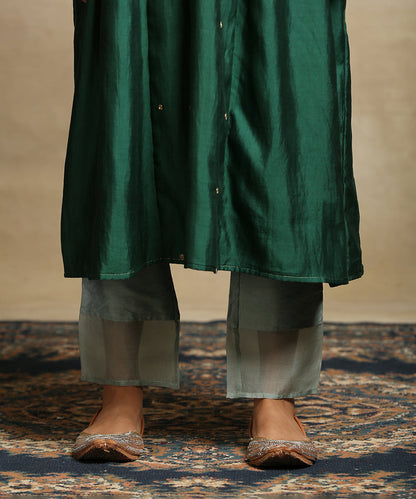 Turquoise_Handloom_Aligarh_Patterned_Hand_Embroidered_Chiniya_Kurta_With_Contrast_Poly_Silk_Pants_WeaverStory_06