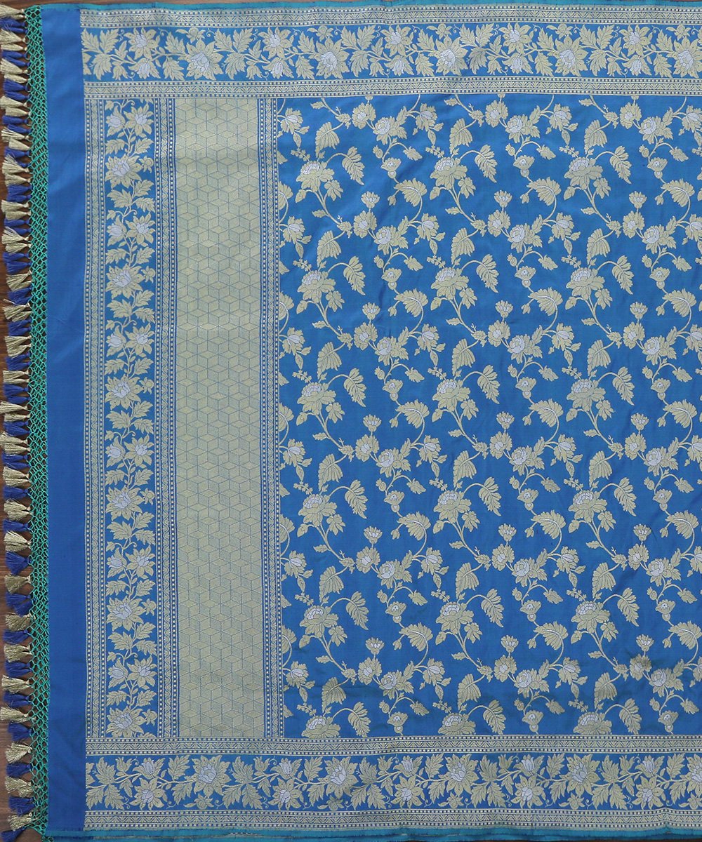 Cobalt_Blue_Handloom_Kadhwa_Jangla_Pure_Katan_Silk_Banarasi_Dupatta_WeaverStory_02