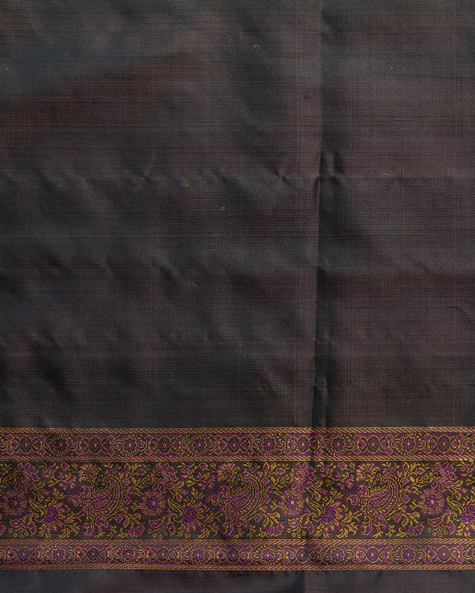 Coke_Brown_Handloom_Reshmi_Gulaab_Booti_Tanchoi_in_Pure_Katan_Silk_WeaverStory_05