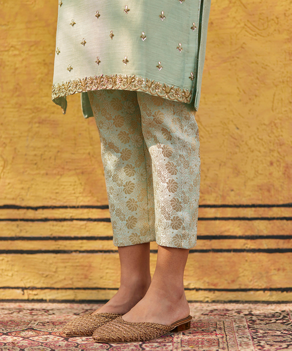 Sage_Green_Hand_Embroidered_Pure_Silk_Kurta_With_Brocade_Cigarette_Pants_And_Dupatta_WeaverStory_06