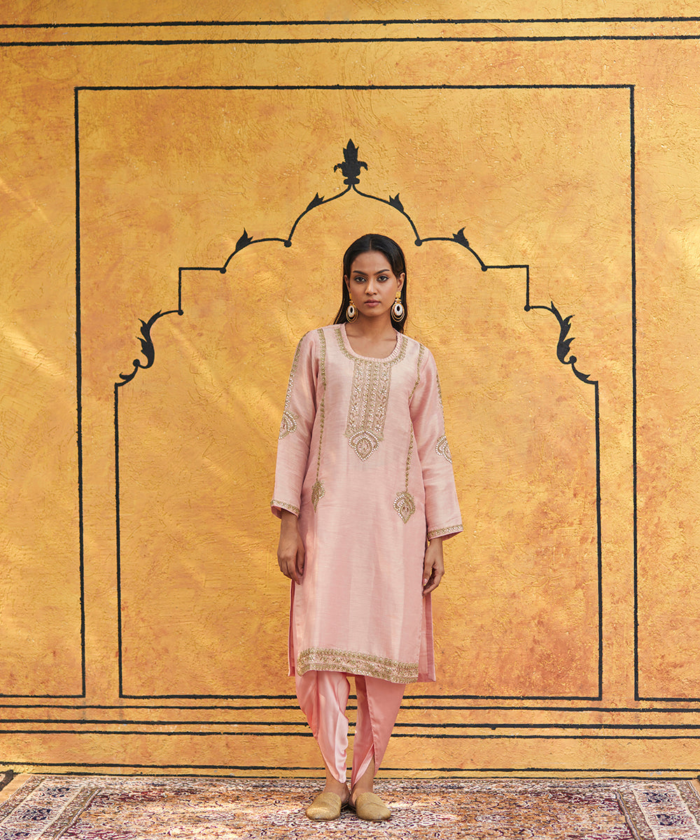 Light_Pink_Hand_Embroidered_Pure_Silk_Kurta_With_Tulip_Pants_And_Dupatta_WeaverStory_02