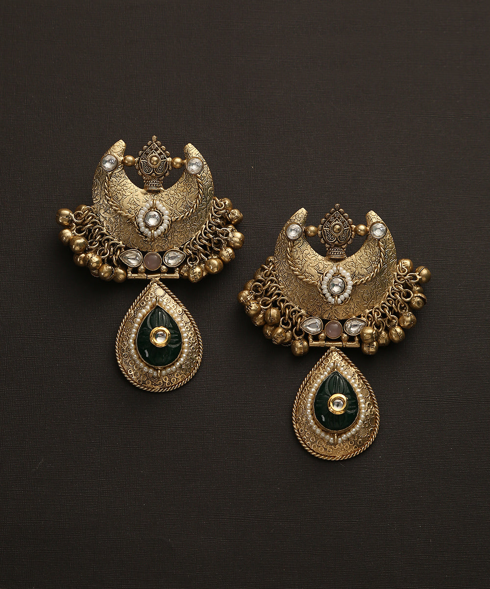 Afreen Ruby emerald earrings tika (SHIPS IN 3 WEEKS ) – Deccan Jewelry