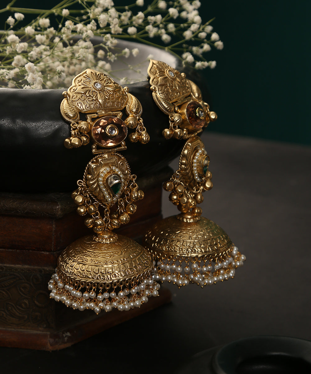 Jigyasa_Handcrafted_Earrings_With_Pearls_And_Ghungroos_WeaverStory_01