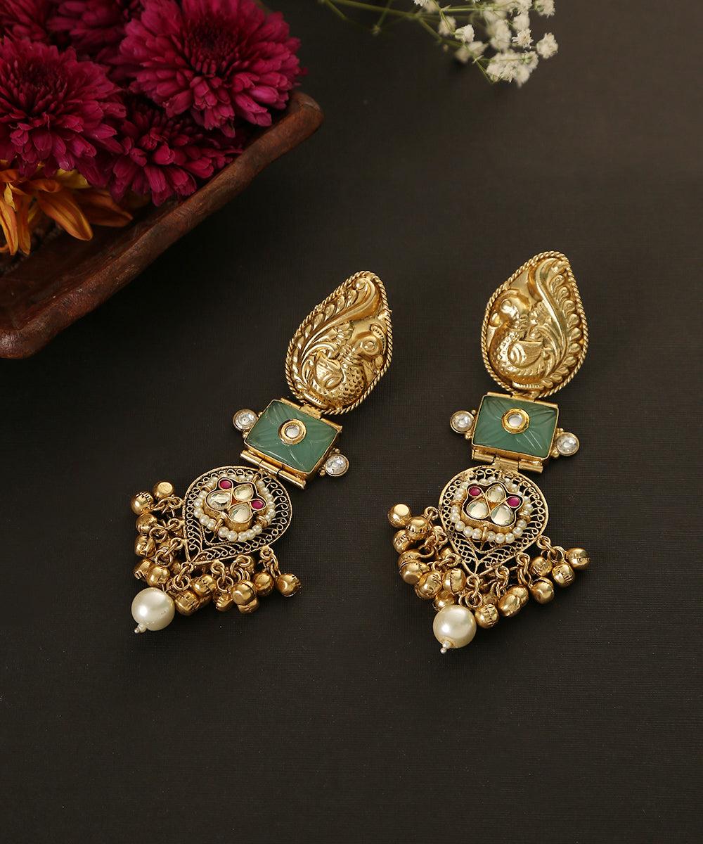 Iksha_Handcrafted_Earrings_With_Pearls,_Ghungroos_And_Stones_WeaverStory_01