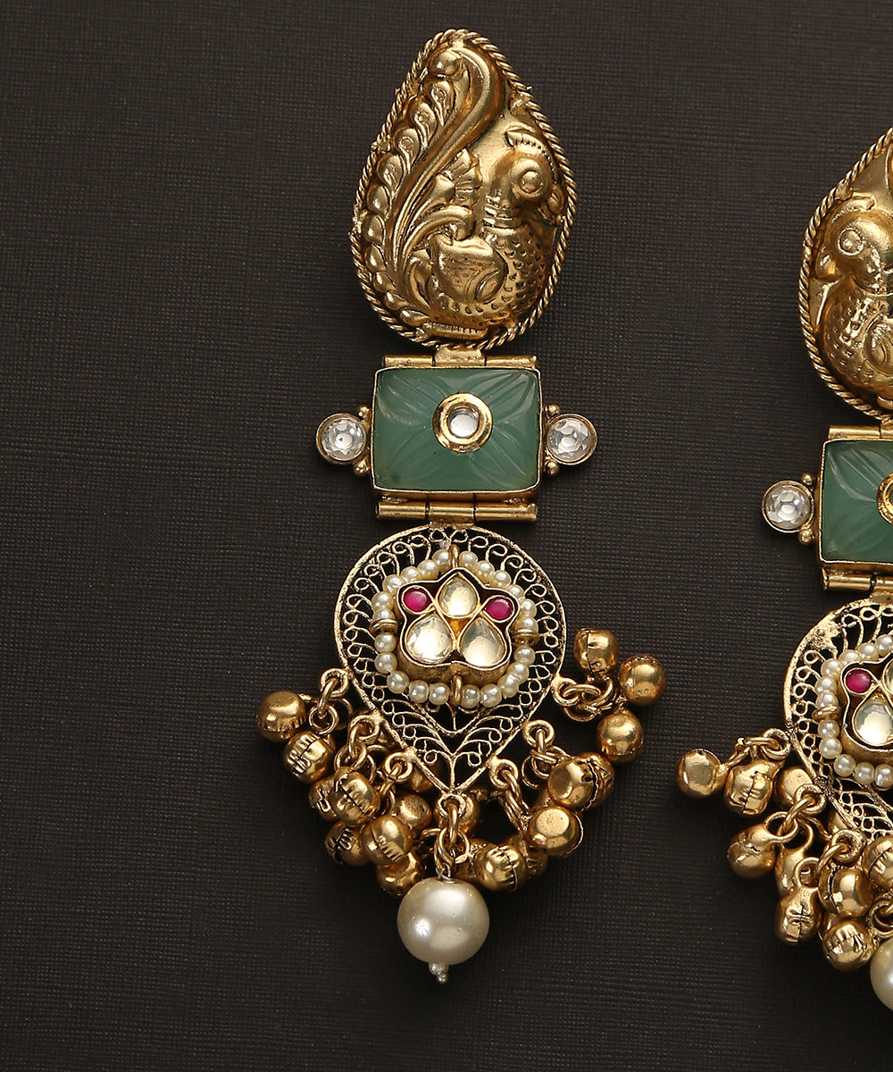 Iksha_Handcrafted_Earrings_With_Pearls,_Ghungroos_And_Stones_WeaverStory_03