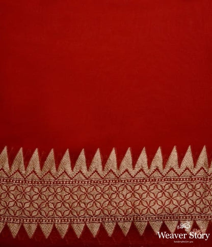 Handwoven_Banarasi_Georgette_saree_in_a_bridal_red_WeaverStory_05