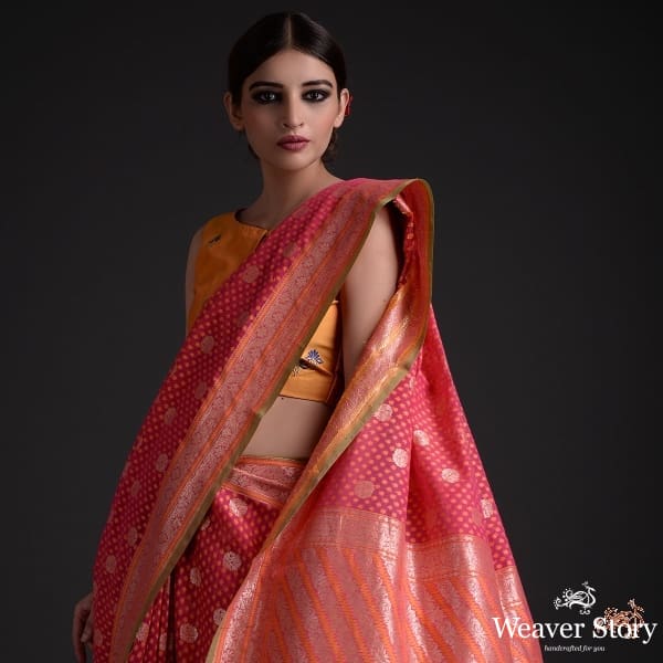 Pink_pure_cotton_saree_with_cutwork_nilambari_booti_WeaverStory_01