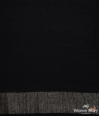 Handwoven_Black_Banarasi_cotton_saree_with_sona_rupa_zari_WeaverStory_05