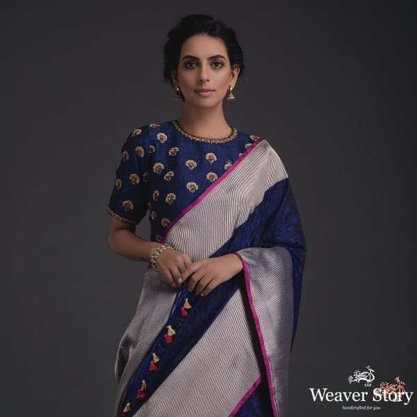 Blue_black_tanchoi_silver_diagonal_weave_WeaverStory_01