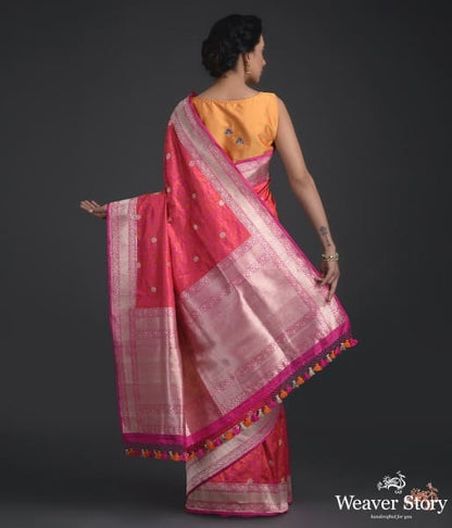 Pink_and_Orange_Tanchoi_with_kadhwa_border_WeaverStory_03