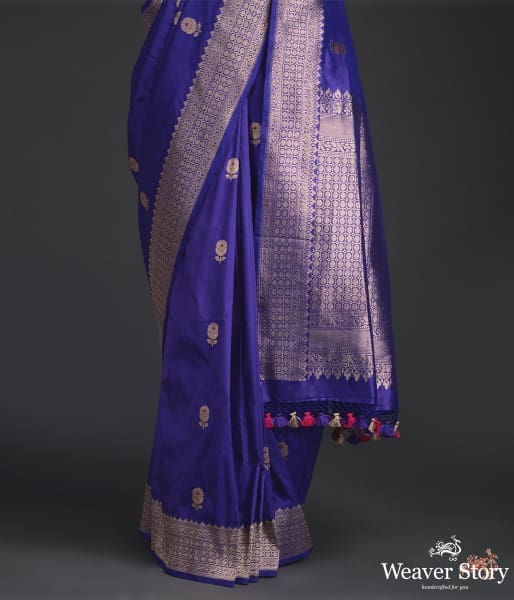 Handwoven_Purple_katan_silk_saree_with_meenakari_floral_motifs_WeaverStory_04