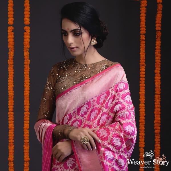 Handwoven_kadhwa_banarasi_jangla_in_pink_with_animal_motifs_(Damage)_WeaverStory_01