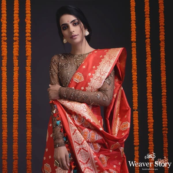 Handwoven_Katan_silk_saree_with_Tanzeb_booti_WeaverStory_01