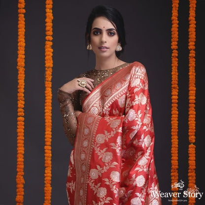 Red_kadhwa_banarasi_jangla_with_marigold_flowers_WeaverStory_01