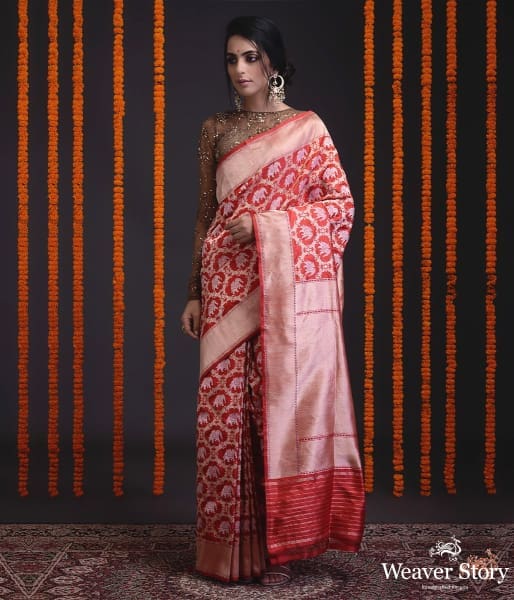 Handwoven_kadhwa_banarasi_jangla_in_red_with_animal_motifs_WeaverStory_02