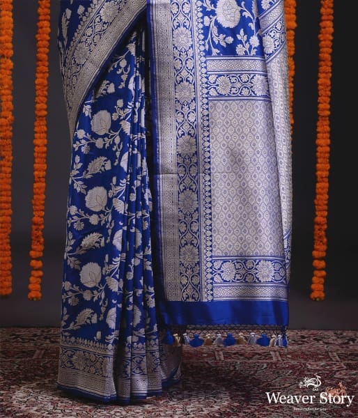 Royal_blue_Handwoven_kadhwa_banarasi_jangla_with_sona_rupa_zari_WeaverStory_04