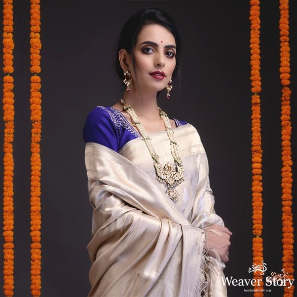 Grey_Katan_silk_saree_with_heavy_gold_zari_and_meenakari_motifs_WeaverStory_01